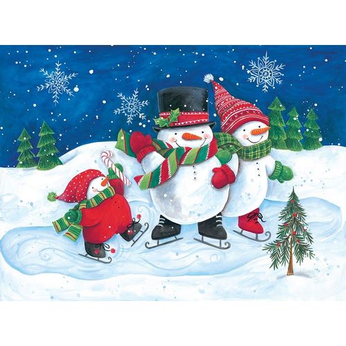 Kater, Diane 아티스트의 Happy Snowmen Family on Skates 작품