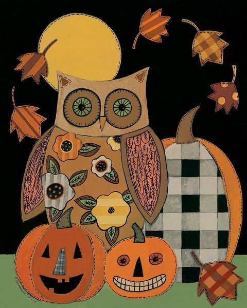 Deming, Bernadette 아티스트의 Floral Owl and Pumpkins 작품
