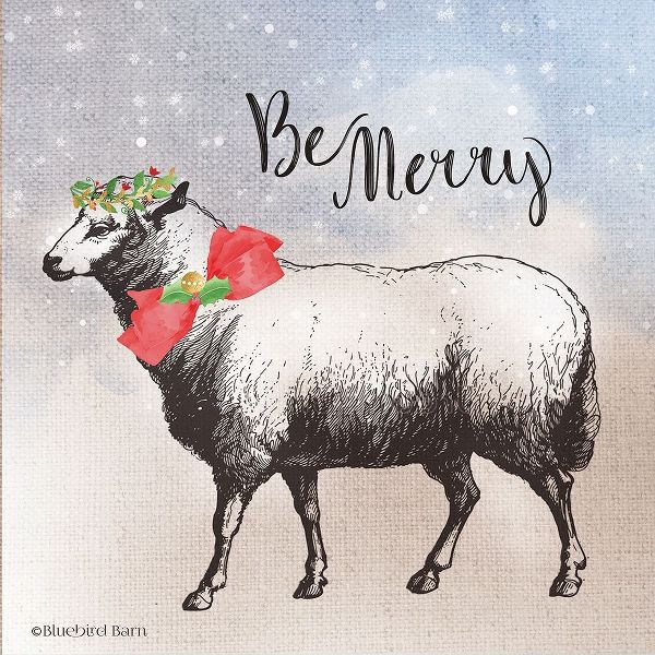 Vintage Christmas Be Merry Sheep