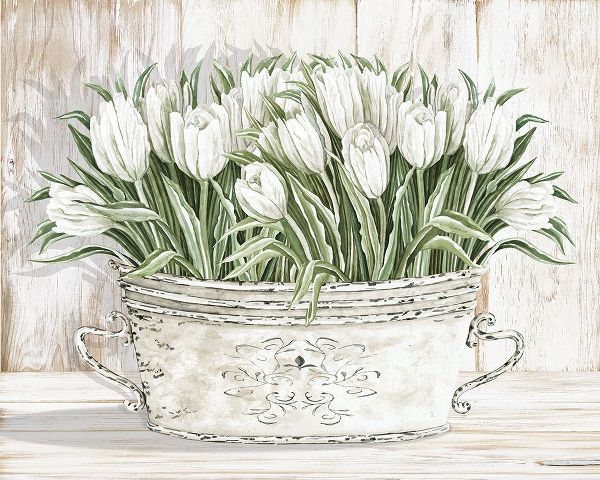 Jacobs, Cindy 아티스트의 Tulips in White Chipped Pail 작품