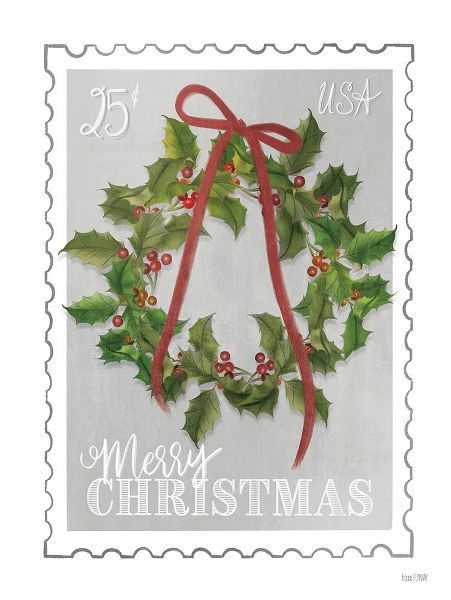 House Fenway 아티스트의 Christmas Stamp Holly Wreath    작품