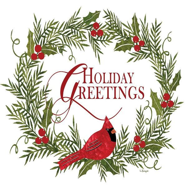 Holiday Greetings Cardinal Wreath I