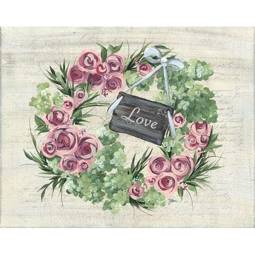 Norkus, Julie 아티스트의 Hydrangea Wreath Green And Pink 작품