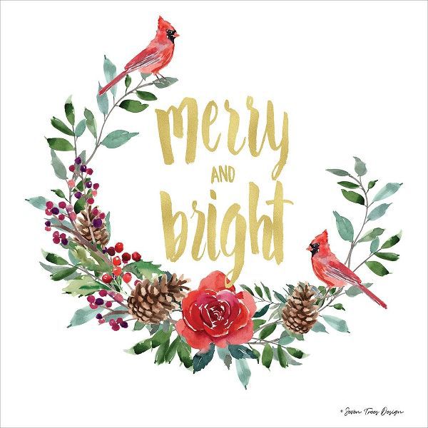 Merry and Bright Wreath with Cardinals