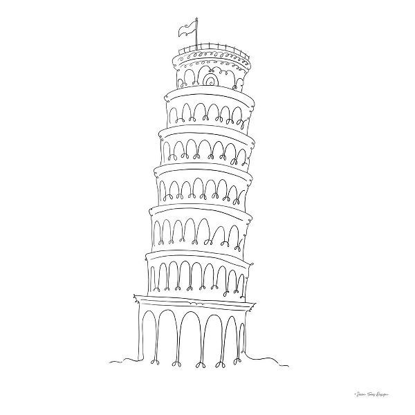 Seven Trees Design 아티스트의 One Line Pisa Tower Italy 작품