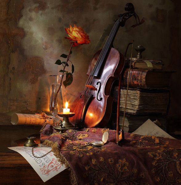 Morozov, Andrey 작가의 Still Life With Violin And Rose 작품