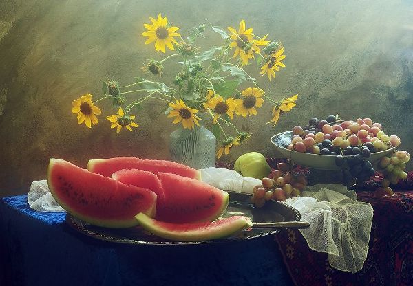 Ustinagreen 작가의 Still Life With Watermelon And Grapes 작품
