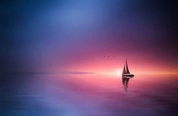 Hamiti, Bess 작가의 Sailing Across The Lake Toward The Sunset 작품
