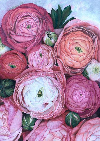 Laiz Blursbyai, Rosana 아티스트의 Arleth ranunculus bouquet in cold pink작품입니다.