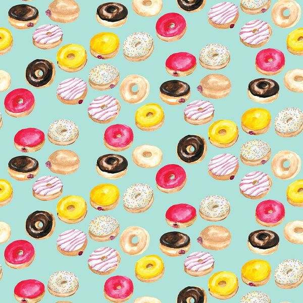 Laiz Blursbyai, Rosana 아티스트의 Watercolor donuts pattern in aqua작품입니다.