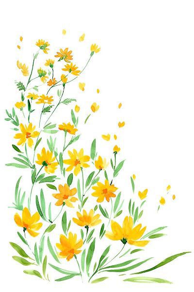Laiz Blursbyai, Rosana 아티스트의 Yellow watercolor wildflowers작품입니다.