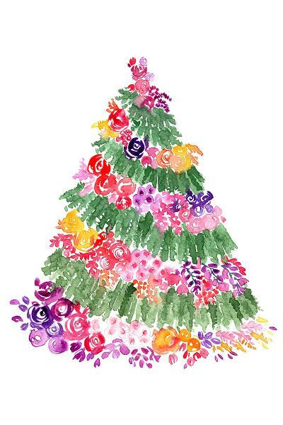 Laiz Blursbyai, Rosana 아티스트의 Floral watercolor Christmas tree작품입니다.