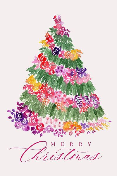 Laiz Blursbyai, Rosana 아티스트의 Floral watercolor merry Christmas tree작품입니다.