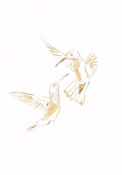 Manovski, Sarah 아티스트의 Gold Hummingbird Line art Silhouettes 4작품입니다.