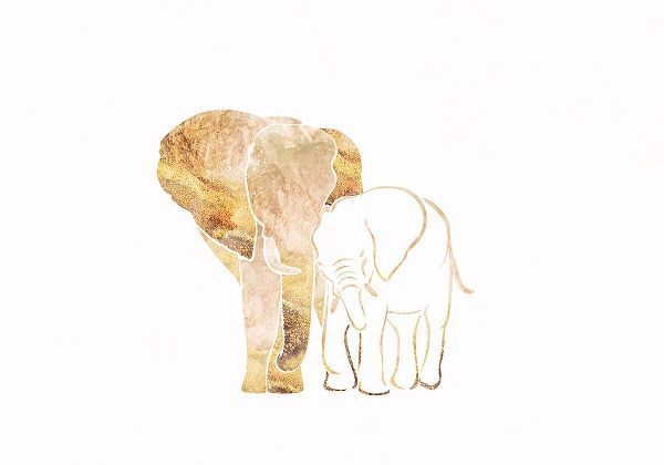 Manovski, Sarah 아티스트의 Gold Elephant Line art Silhouettes 4작품입니다.