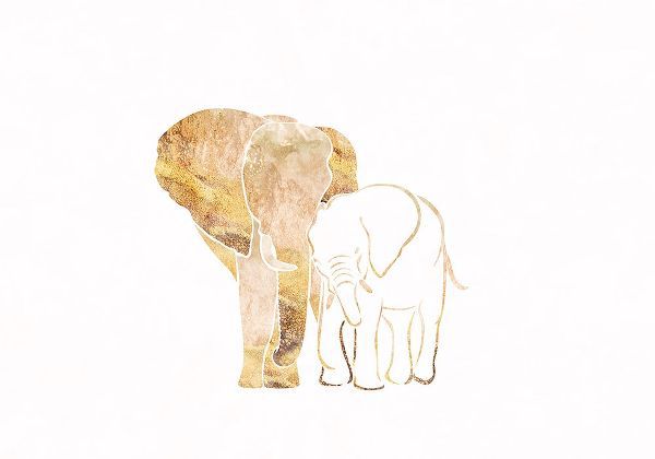 Manovski, Sarah 아티스트의 Gold Elephant Line art Silhouettes 1작품입니다.