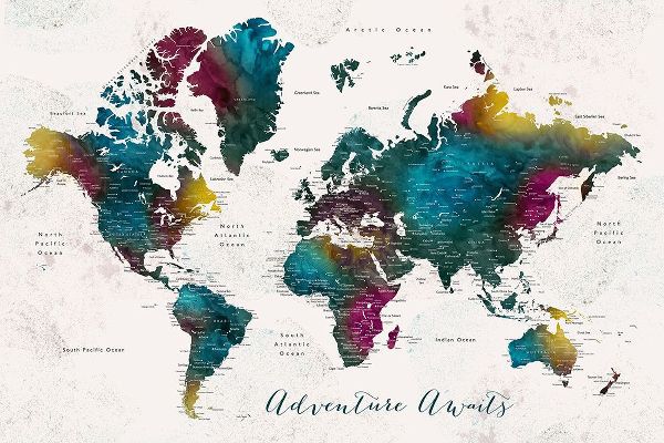 Laiz Blursbyai, Rosana 아티스트의 Charleena world map with cities - Adventure awaits작품입니다.
