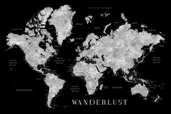 Laiz Blursbyai, Rosana 아티스트의 Baibah world map with cities - Wanderlust작품입니다.