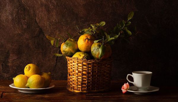 Laercio, Luiz 작가의 Still Life With Lemons-Oranges And A Rose 작품