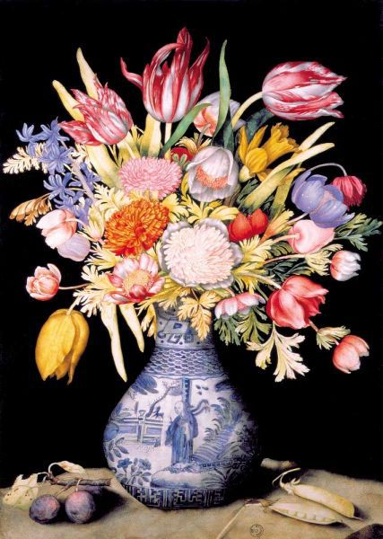 Chinese Vase, Varied Flowers, Prunes