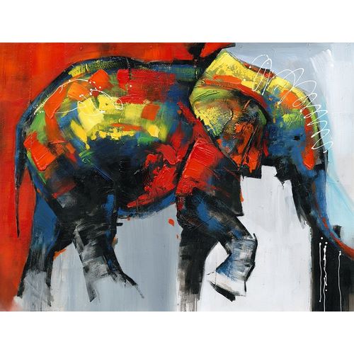 ABSTRACT AND COLORFUL ELEPHANT IN MOTION