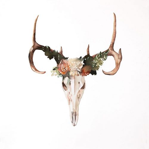 Deer Skull with Roses
