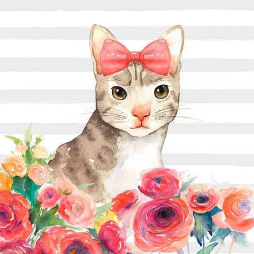 SMALL CAT WITH FLOWERS
