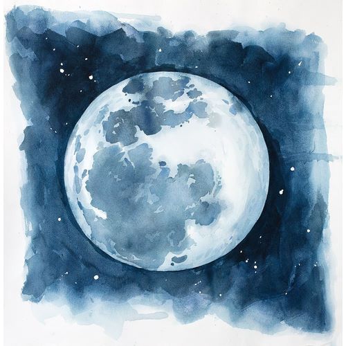 Watercolor Blue Moon