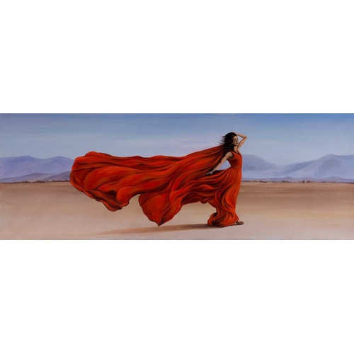 Woman Red Dress in the Desert