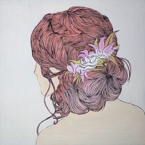 WOMAN FROM BEHIND WITH FLOWERS