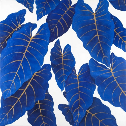 Tropical Abstract Blue Leaves