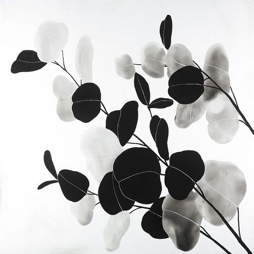 Grayscale Branches with Round Shape Leaves