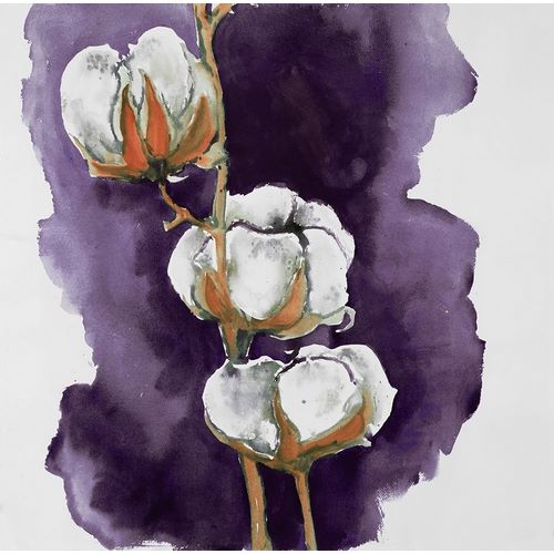 Watercolor purple cotton flowers