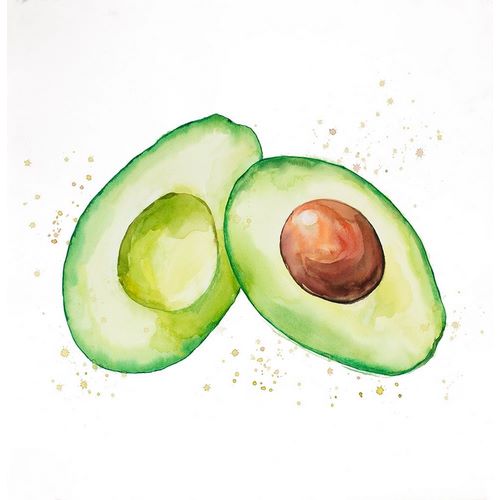 Watercolor Open Avocado