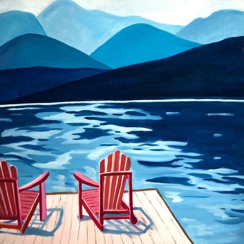 LAKE, DOCK, MOUNTAINS and CHAIRS