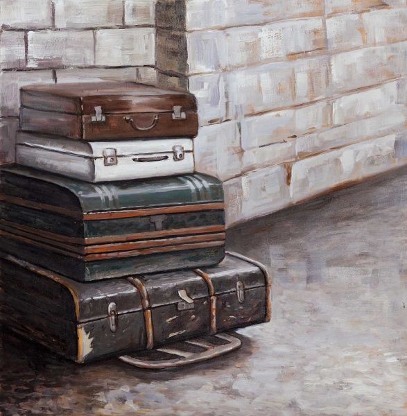 Four Old Traveling Suitcases