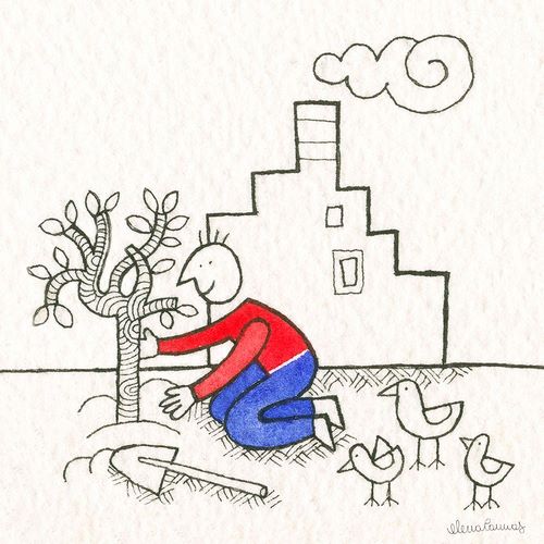 Cannas, Elena 작가의 Man Planting a Tree 작품