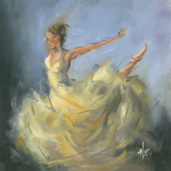 Ballerina Dancer on lilac background