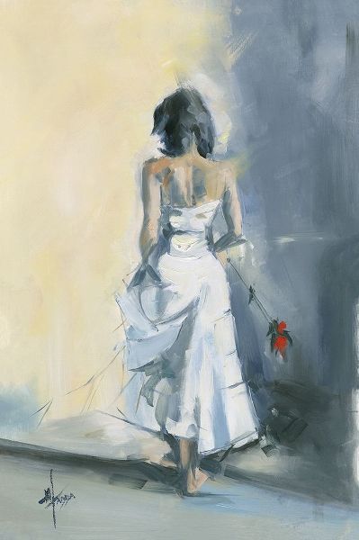 Glamorous Woman white dress rose