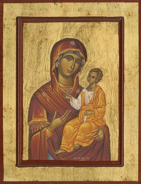 Byzantine Icon Haloed Virgin Mary with Baby Jesus
