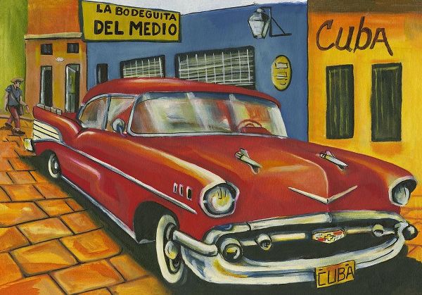 Red car in Cuba