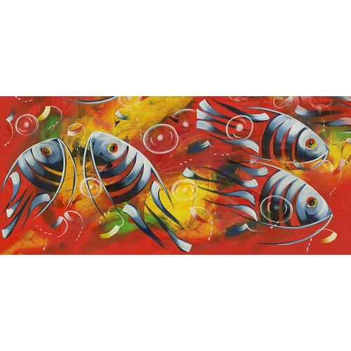 Blue Fishes on red