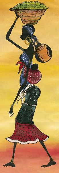 African Lady carrying fruit ethnic