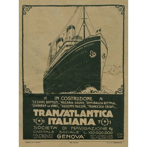 Italian Transatlantic Boat Ancient Advertising
