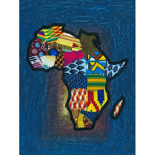 Multicoloured Africa on Blue