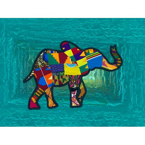 Anonymous 작가의 Multicoloured Elephant on Tourquoise Background 작품
