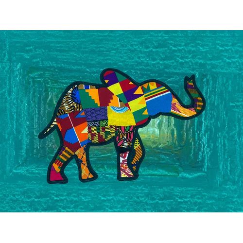 Multicoloured Elephant on Tourquoise