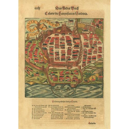 Anonymous 작가의 Old German Map of Cagliari City  작품
