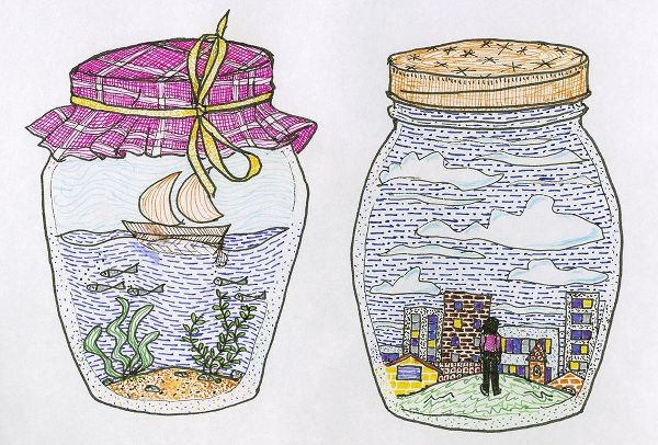 Glass Jars with Sea and City