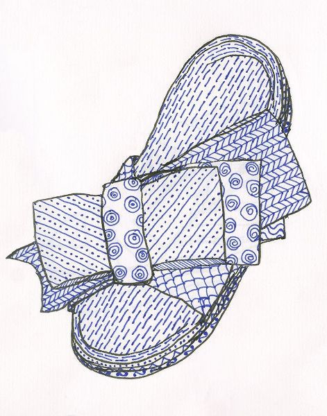 Indigo Slippers with Bow